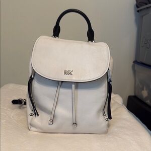 Michael Kors Cream and Black Leather Backpack